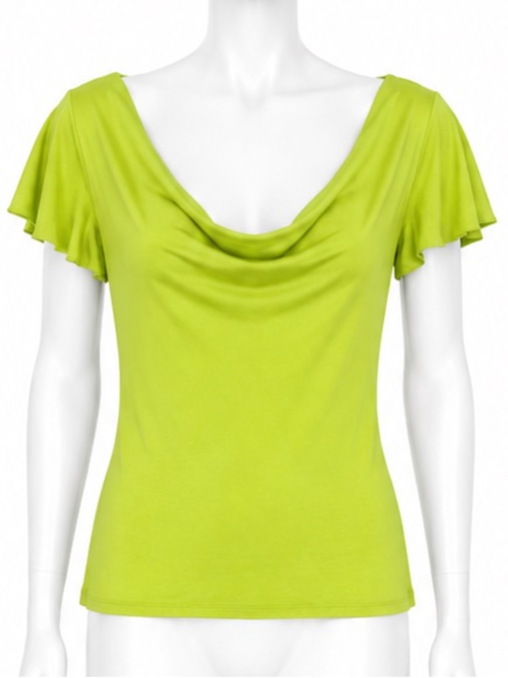 Grace Grace Cowl Neck Flutter Sleeve Top  Lime Green size small